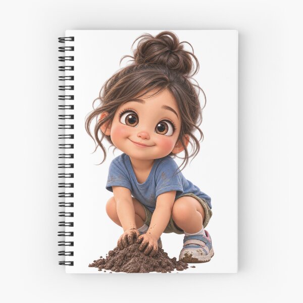 Item preview, Cute Little Girl Playing in Mud Cartoon designed and sold by ArtsAmaze.