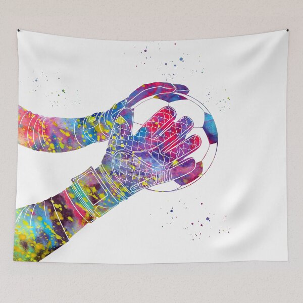 Item preview, Soccer Goalie Gloves Watercolor Art designed and sold by Liededrom..