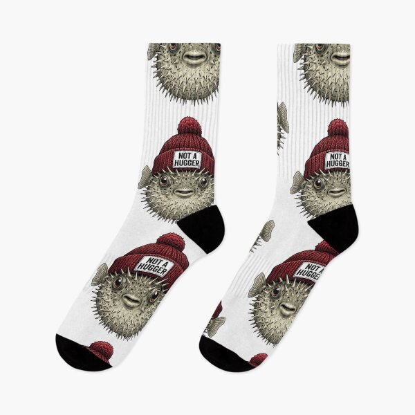 Item preview, Not a Hugger Pufferfish in Beanie Hat, Funny Introvert Porcupinefish Sea Life designed and sold by raedattia.