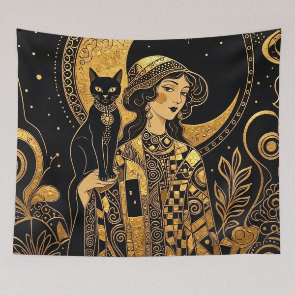 Item preview,  Abstract Black Cat and Witch  designed and sold by TheDarkWardrobe.