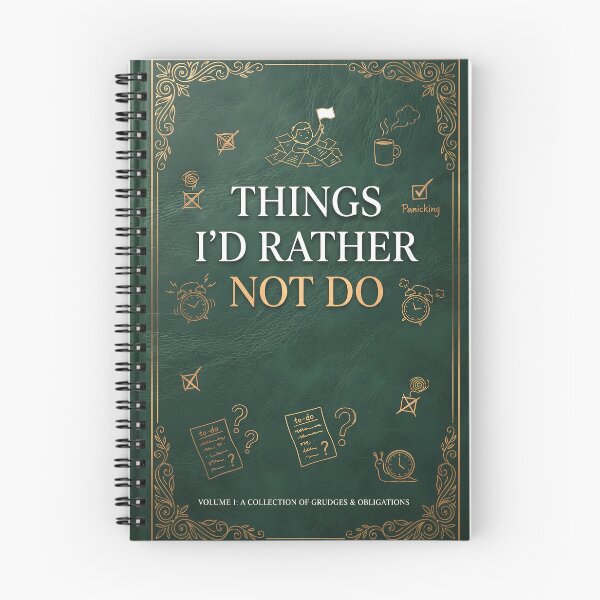 Item preview, Things I'd Rather Not Do Funny Vintage Leather Look - Spiral Notebook designed and sold by TeeBee1234.