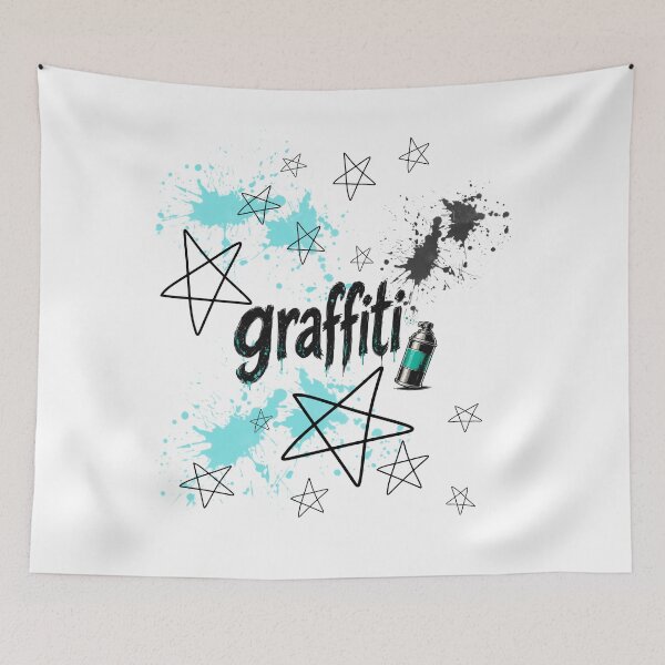 Item preview, Graffiti Street Art – Blue Black and White Spray Paint designed and sold by BiteMyLine.