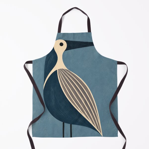 Item preview, Mid Century Teal Heron Bird Art – "The Quiet Hour" designed and sold by Filora Atelier | Bird Art.
