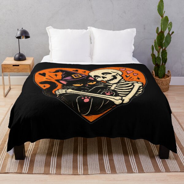 Item preview, Grumpy Witch Cat and Skeleton Hug – Funny Retro Halloween designed and sold by Blink Art Studio.