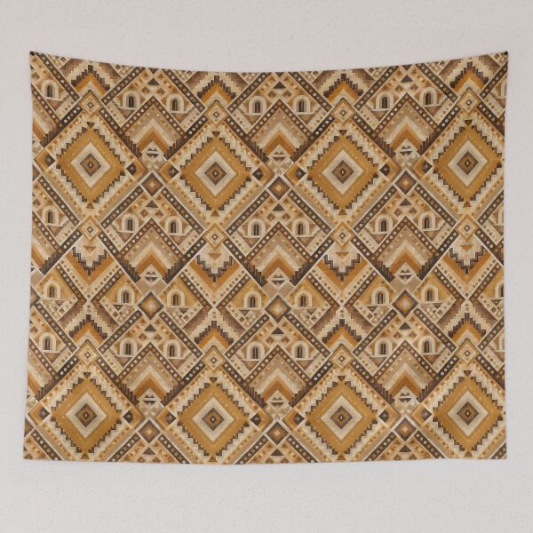 Item preview, Ochre Brown Boho Geometric Diamond Medallion Pattern designed and sold by Apex Designs.