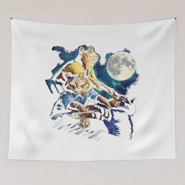 Item preview, Space Cats Playing Piano Keyboard Moon designed and sold by ArtSantosv.