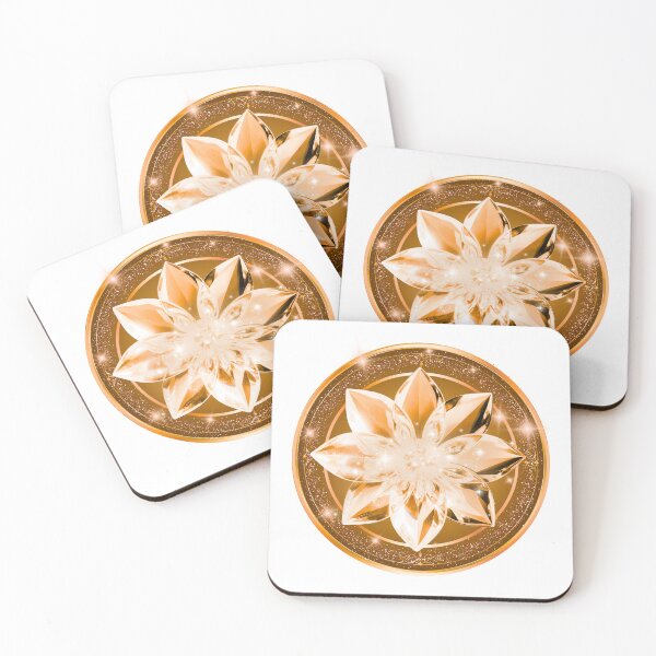 Item preview, 3D Amber Gold Crystal Lotus & Golden Frame designed and sold by MinimalAurashop.
