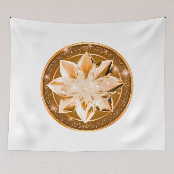 Item preview, 3D Amber Gold Crystal Lotus & Golden Frame designed and sold by MinimalAurashop.