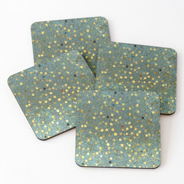 Item preview, Deep Teal and Shimmering Gold Polka Dot Art designed and sold by Piotrek0001.