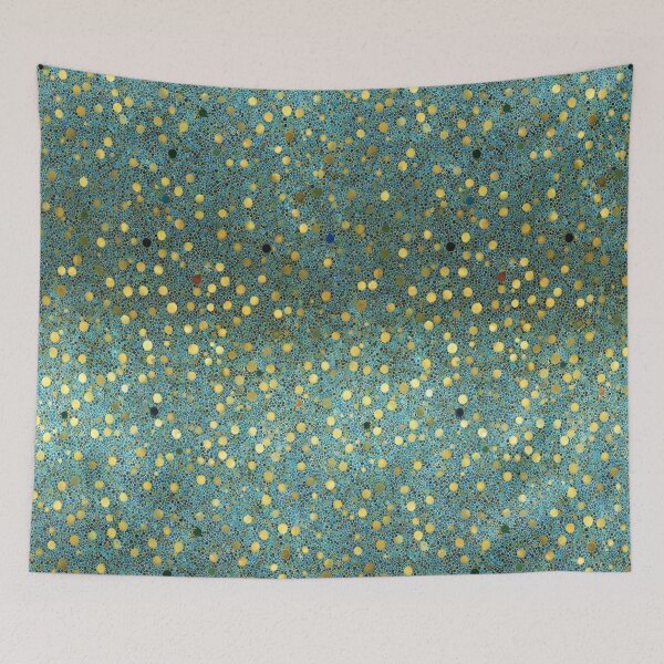 Item preview, Deep Teal and Shimmering Gold Polka Dot Art designed and sold by Piotrek0001.
