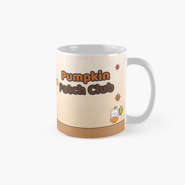 Pumpkin Patch Club - Cozy Fall Marshmallow Pip with a Pumpkin — Classic Mug by BiMood
