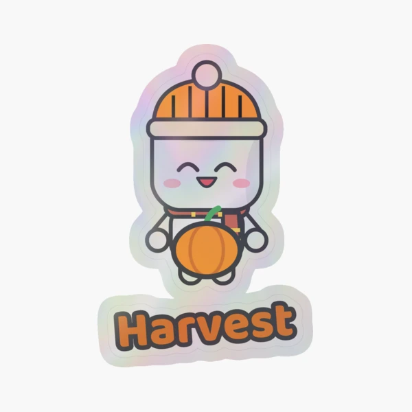 Pumpkin Patch Club - Cozy Fall Marshmallow Pip with a Pumpkin — Sticker by BiMood