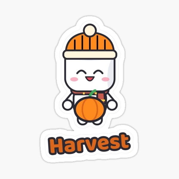 Pumpkin Patch Club - Cozy Fall Marshmallow Pip with a Pumpkin — Sticker by BiMood