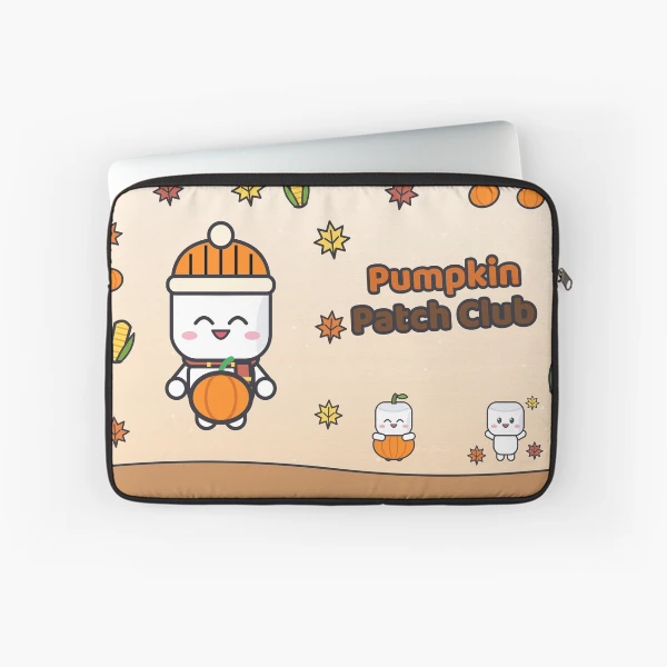 Pumpkin Patch Club - Cozy Fall Marshmallow Pip with a Pumpkin — Laptop Sleeve by BiMood