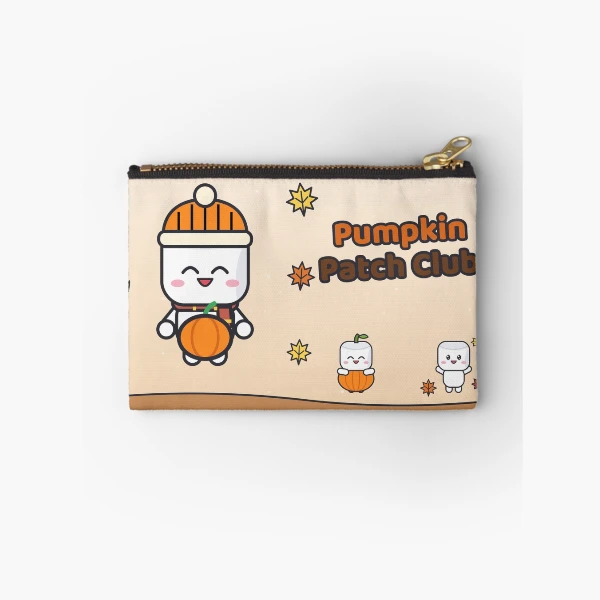 Pumpkin Patch Club - Cozy Fall Marshmallow Pip with a Pumpkin — Zipper Pouch by BiMood
