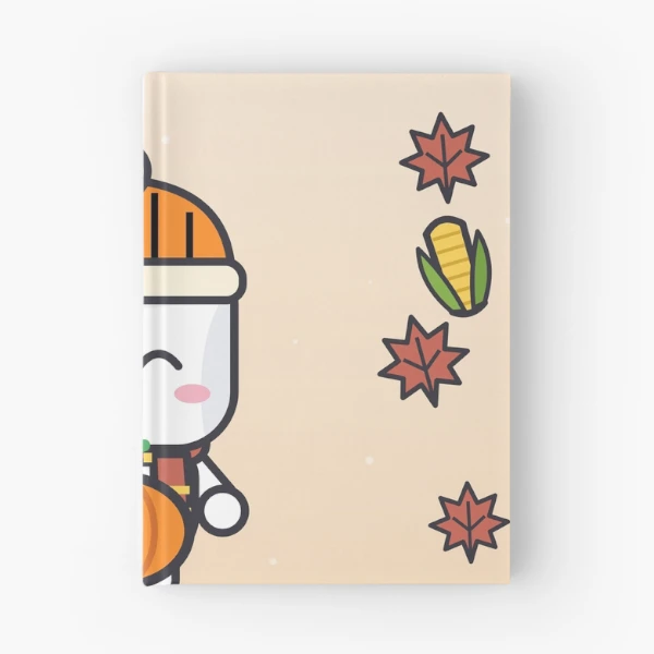Pumpkin Patch Club - Cozy Fall Marshmallow Pip with a Pumpkin — Spiral Notebook by BiMood