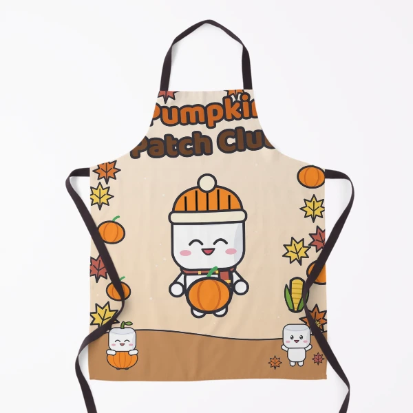 Pumpkin Patch Club - Cozy Fall Marshmallow Pip with a Pumpkin — Apron by BiMood