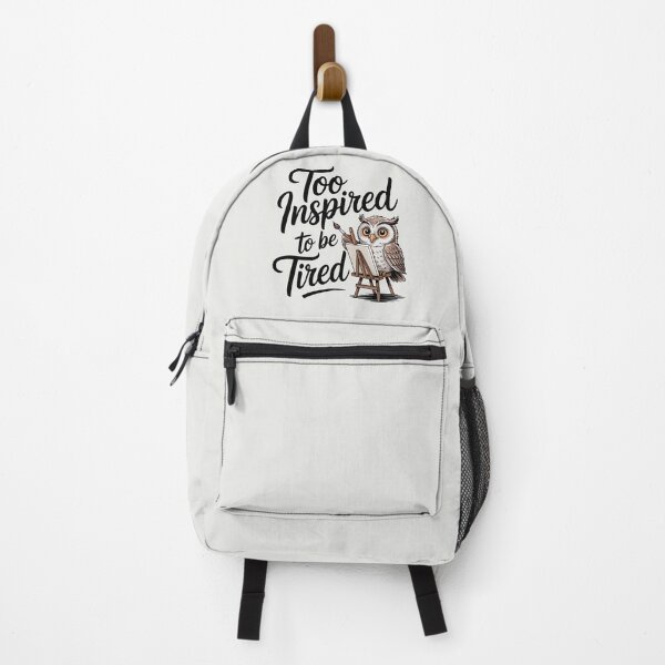 Item preview, Too Inspired to Be Tired – Cute Artist Owl and Creative Humor Design designed and sold by Jollys-ArtShop.