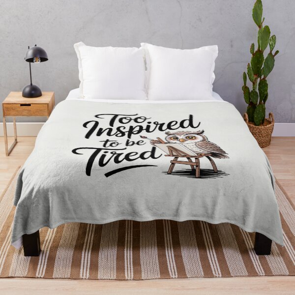 Item preview, Too Inspired to Be Tired – Cute Artist Owl and Creative Humor Design designed and sold by Jollys-ArtShop.