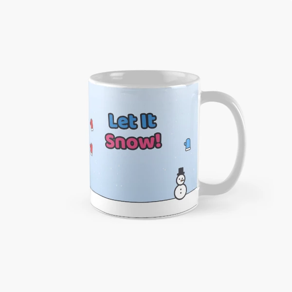 Let It Snow - Cute Winter Marshmallow Pip with a Snowman — Classic Mug by BiMood