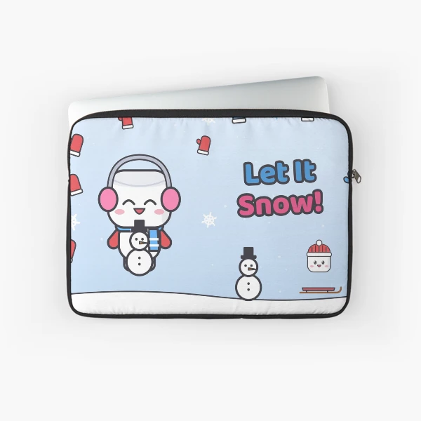 Let It Snow - Cute Winter Marshmallow Pip with a Snowman — Laptop Sleeve by BiMood