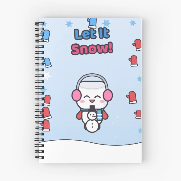 Let It Snow - Cute Winter Marshmallow Pip with a Snowman — Spiral Notebook by BiMood