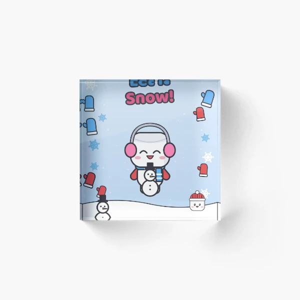 Let It Snow - Cute Winter Marshmallow Pip with a Snowman — Acrylic Block by BiMood