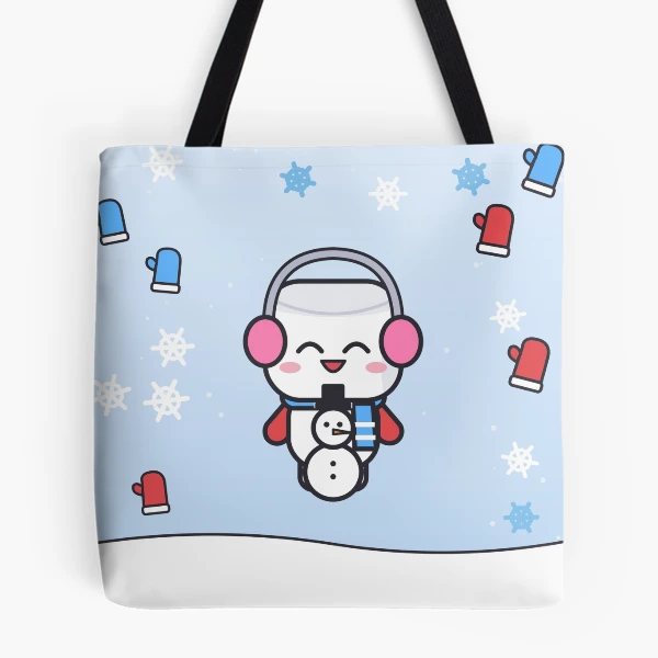 Let It Snow - Cute Winter Marshmallow Pip with a Snowman — All Over Print Tote Bag by BiMood