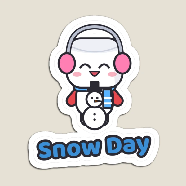 Let It Snow - Cute Winter Marshmallow Pip with a Snowman — Magnet by BiMood