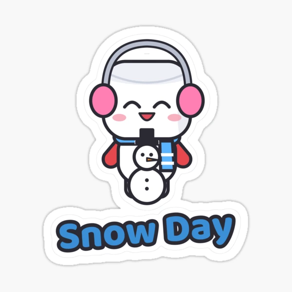 Let It Snow - Cute Winter Marshmallow Pip with a Snowman — Sticker by BiMood