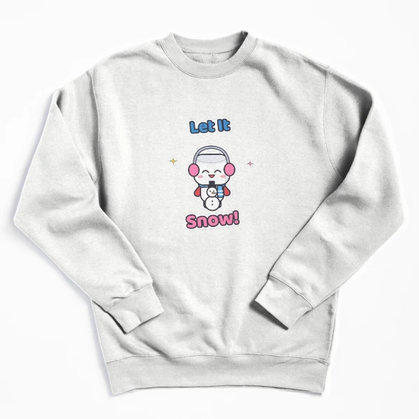 Let It Snow - Cute Winter Marshmallow Pip with a Snowman — Pullover Sweatshirt by BiMood