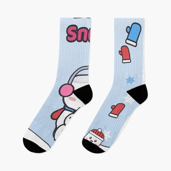Let It Snow - Cute Winter Marshmallow Pip with a Snowman — Socks by BiMood