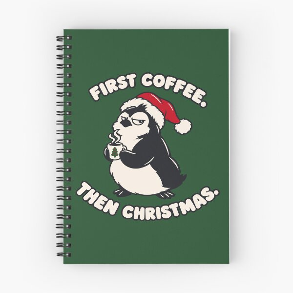 Item preview, First Coffee Then Christmas — Sarcastic Grumpy Santa Penguin designed and sold by MalisoStickers.