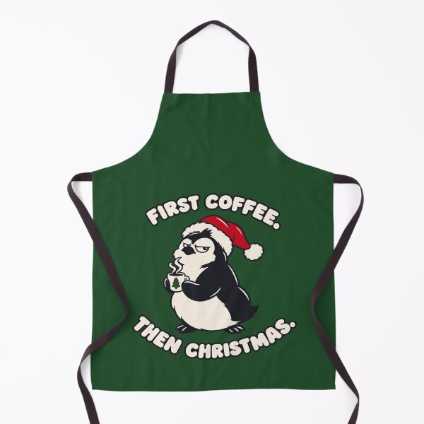 Item preview, First Coffee Then Christmas — Sarcastic Grumpy Santa Penguin designed and sold by MalisoStickers.