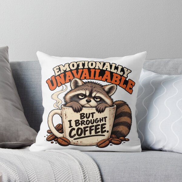 Item preview, Emotionally Unavailable Raccoon – Funny Coffee Lover Vintage Retro Design designed and sold by AndrewYoko.