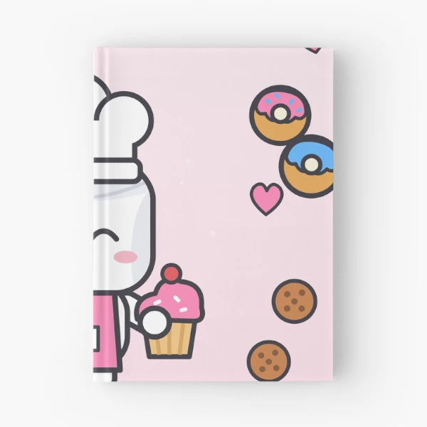 Freshly Baked - Cute Baker Marshmallow Pip with a Cupcake — Spiral Notebook by BiMood