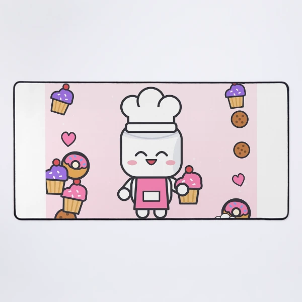 Freshly Baked - Cute Baker Marshmallow Pip with a Cupcake — Mouse Pad by BiMood
