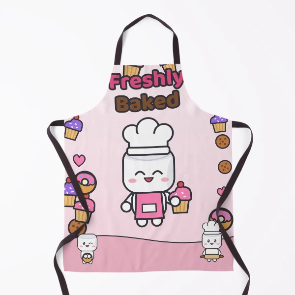 Freshly Baked - Cute Baker Marshmallow Pip with a Cupcake — Apron by BiMood