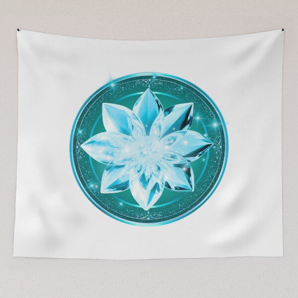 Item preview, 3D Deep Teal & Aqua Crystal Lotus Design designed and sold by MinimalAurashop.