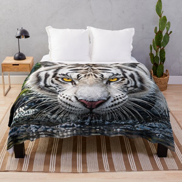 Item preview, White Tiger at Water’s Edge - Close-Up Bengal Tiger Portrait Art designed and sold by BLUESKY11a.