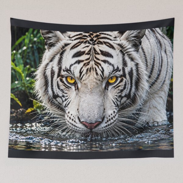 Item preview, White Tiger at Water’s Edge - Close-Up Bengal Tiger Portrait Art designed and sold by BLUESKY11a.