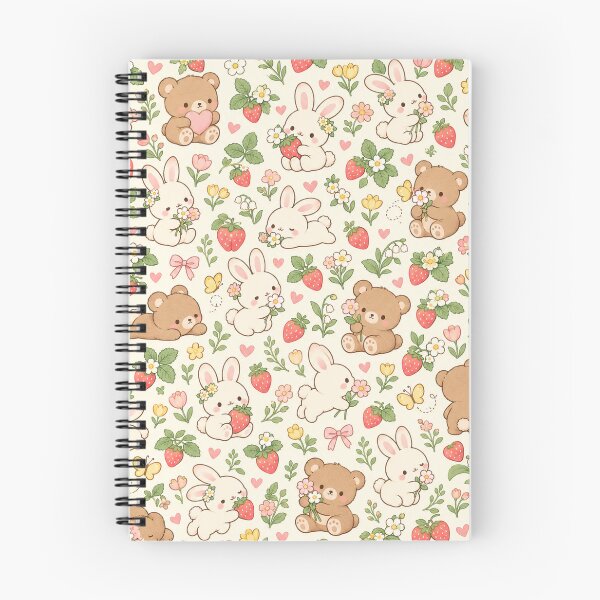 Item preview, Cute Bunny and Teddy Bear Strawberry Garden Pattern designed and sold by han61578.