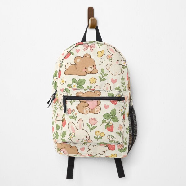 Item preview, Cute Bunny and Teddy Bear Strawberry Garden Pattern designed and sold by han61578.