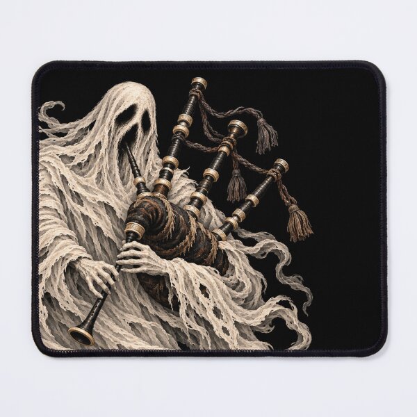 Item preview, Haunting Ghost Playing Scottish Bagpipes Gothic Halloween Art designed and sold by Meandmyshop.