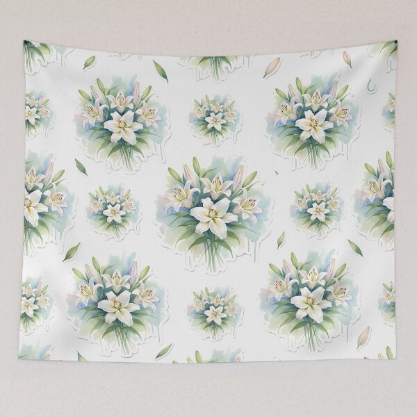 Item preview, Watercolor White Lily Floral Pattern Art designed and sold by SnapStickerHub.