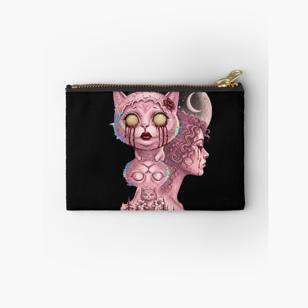 Item preview, Melancholy Cat & Cosmic Glitch Art vagy Gothic Cat Surrealism with Bleeding Eyes designed and sold by LujziWorld.