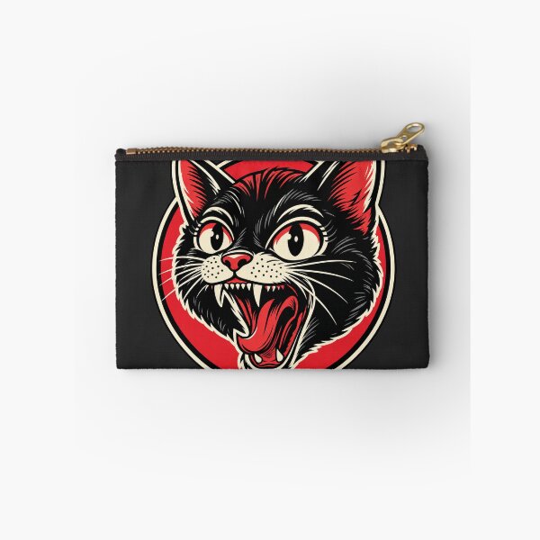 Item preview, Fierce Black Cat Retro Streetwear Graphic – Red Vintage Tattoo Style Cat Art designed and sold by PurrStreet.