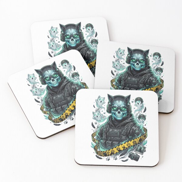 Item preview, Tactical Skull Cat Ghost Squad Teal Aesthetic designed and sold by Retro Whiskers.