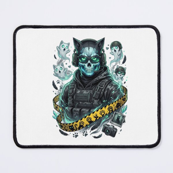 Item preview, Tactical Skull Cat Ghost Squad Teal Aesthetic designed and sold by Retro Whiskers.
