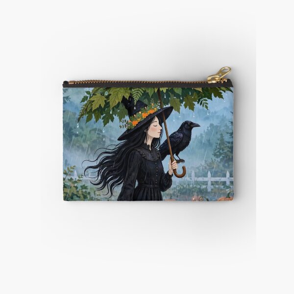 Item preview, Black witch and crow - Leaf Umbrella Rain designed and sold by DibujandoPorfa.